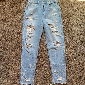 Distressed High waisted mom jeans tall friendly